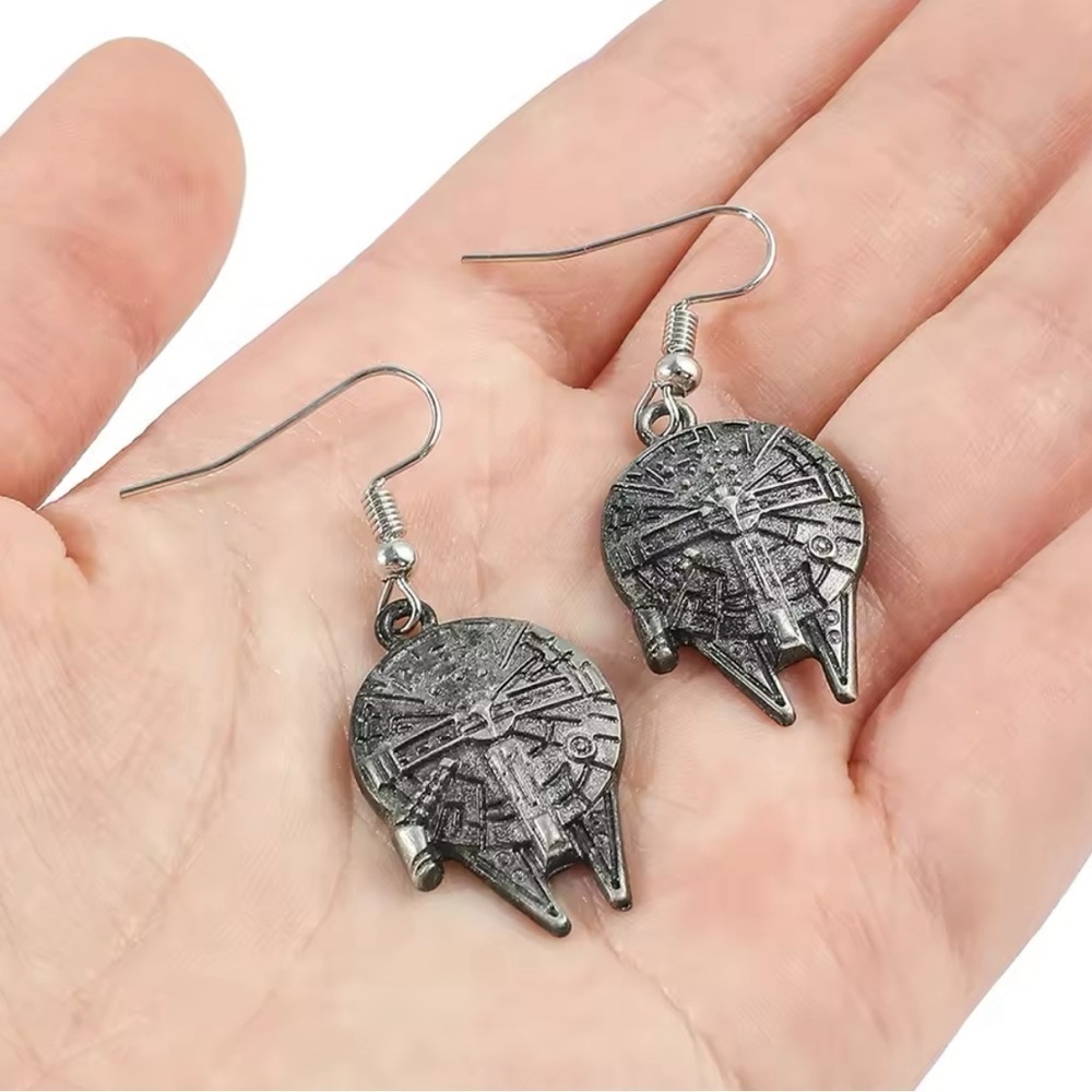 Star Wars Millennium Falcon Gun Metal Drop Earrings - Picture 5 of 7